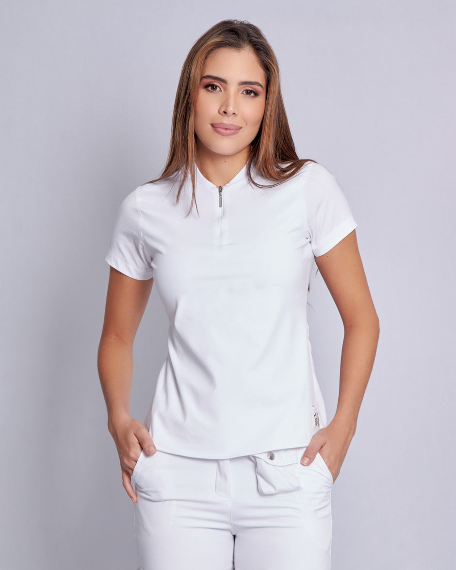 Blusa Piscis comoda y versatil con cuello ajustable