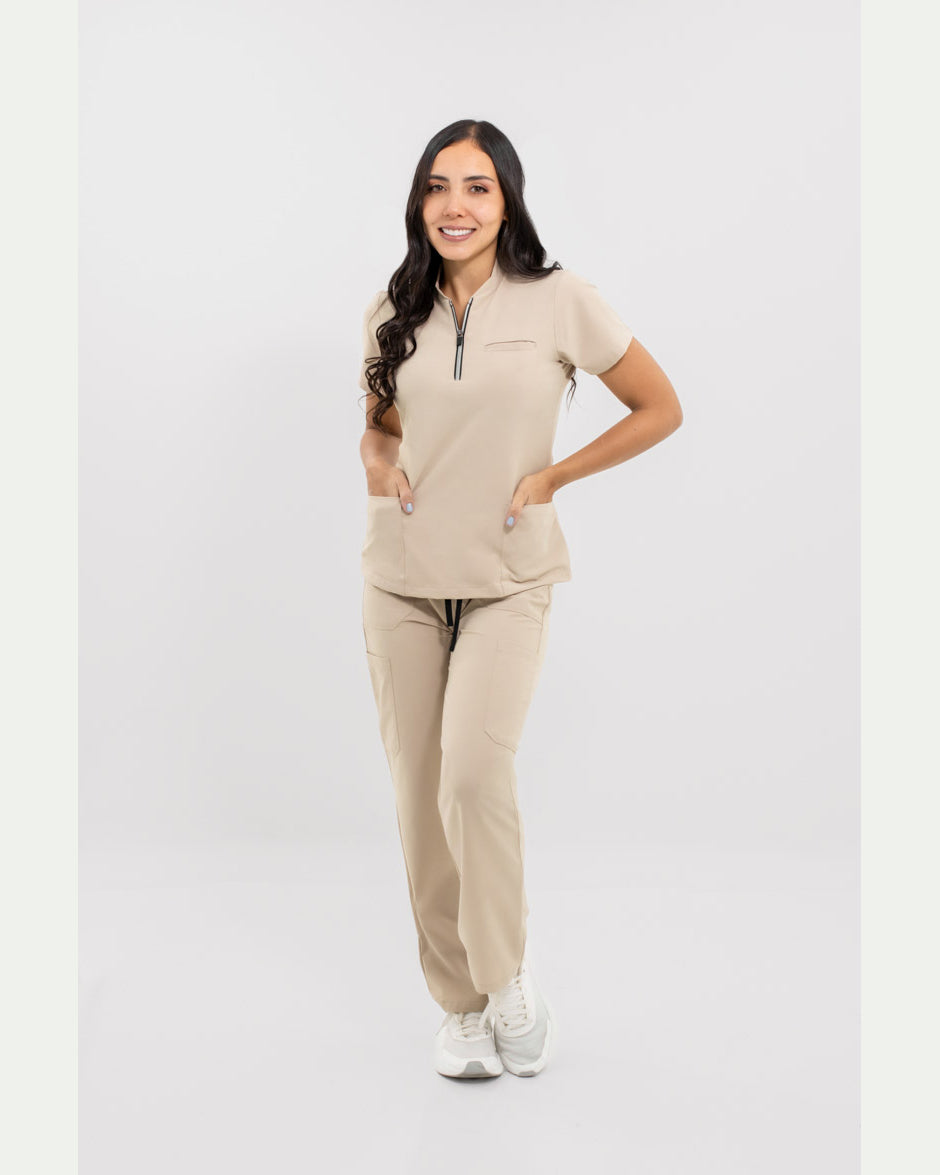 pantalón medico uniforme antifluido lynx beige para mujer