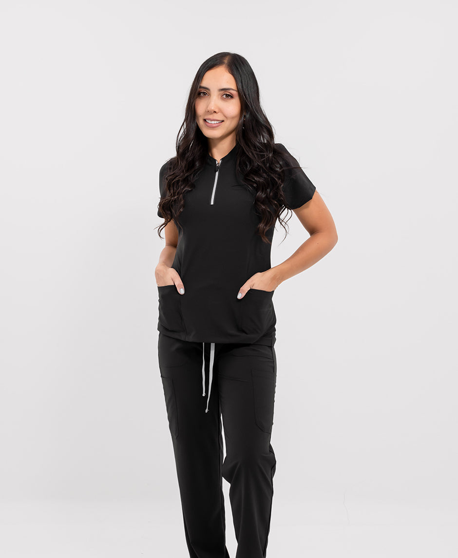 pantalón medico uniforme antifluido lynx negro para mujer