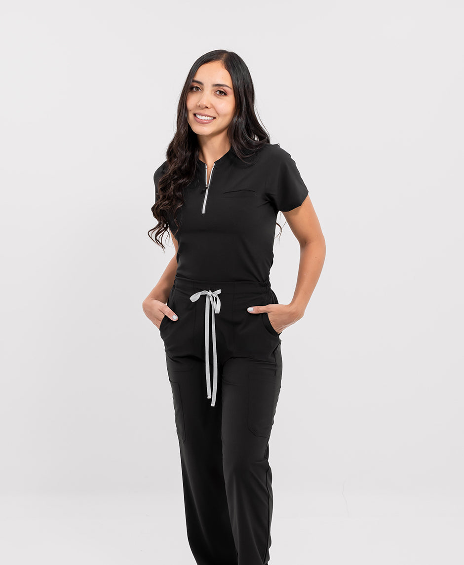 pantalón medico uniforme antifluido lynx negro para mujer