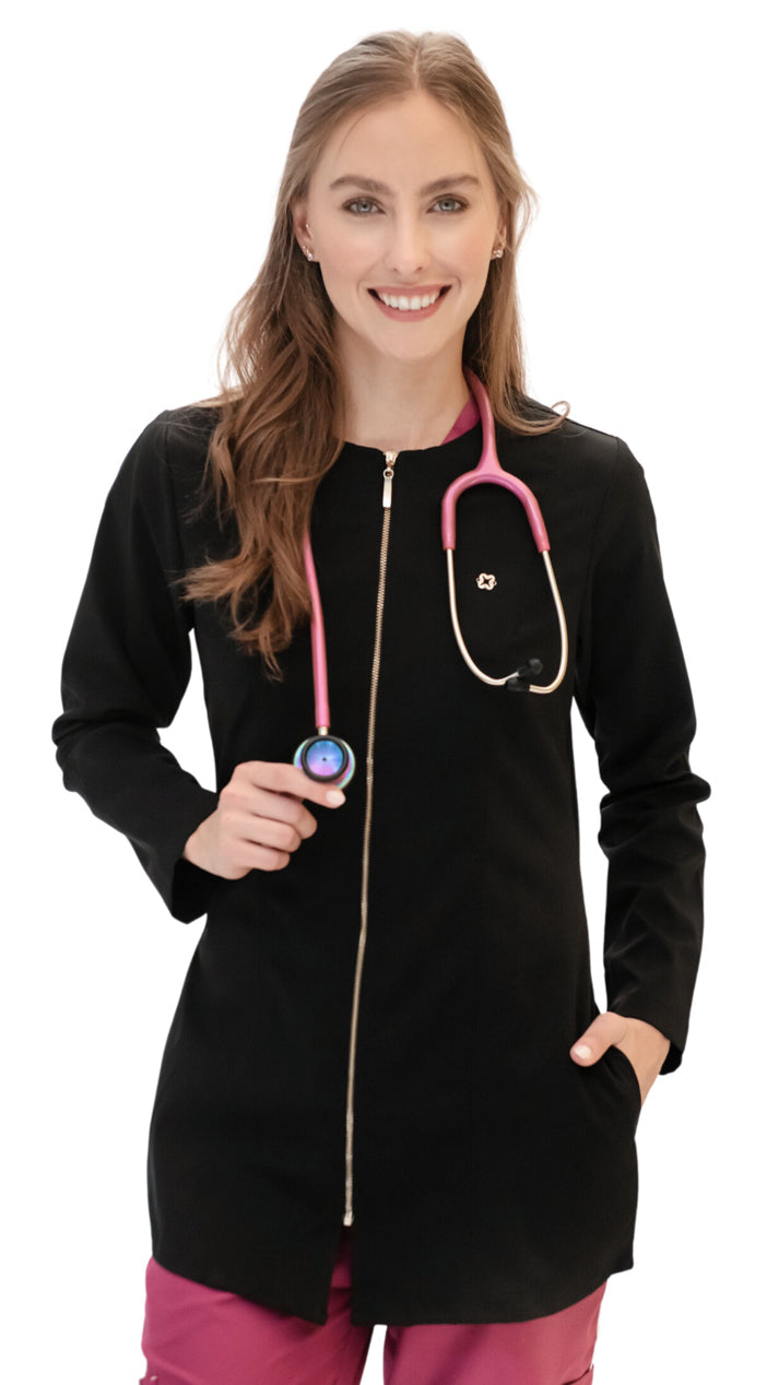 Bata Médica Scrub quirurjico Solei negro para mujer