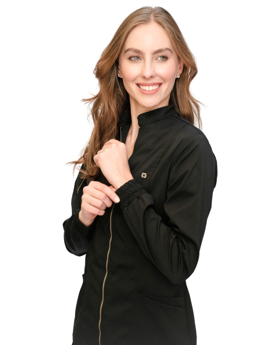 bata médica uniforme antifluidos gravity negro para mujer Mexico