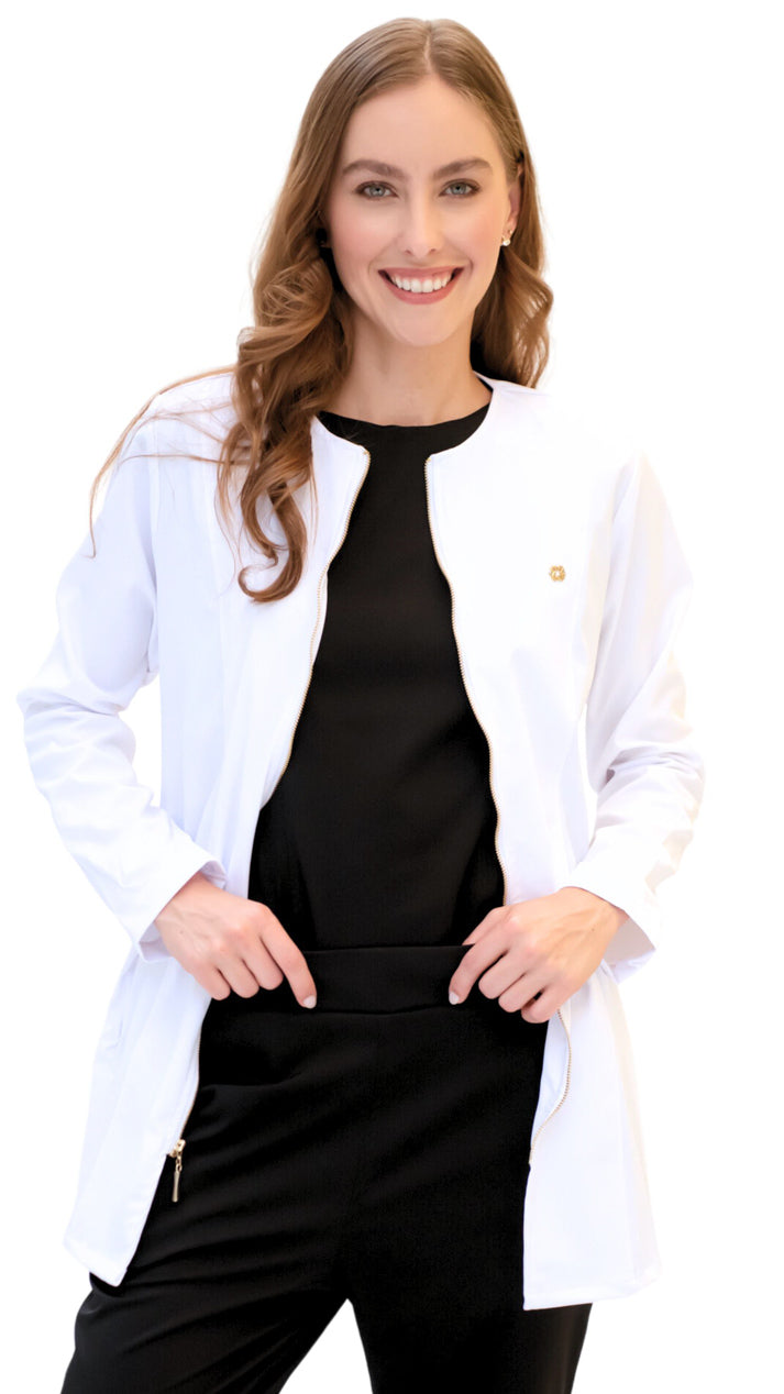 Bata Médica Uniforme antifluidos Solei blancocon cremallera