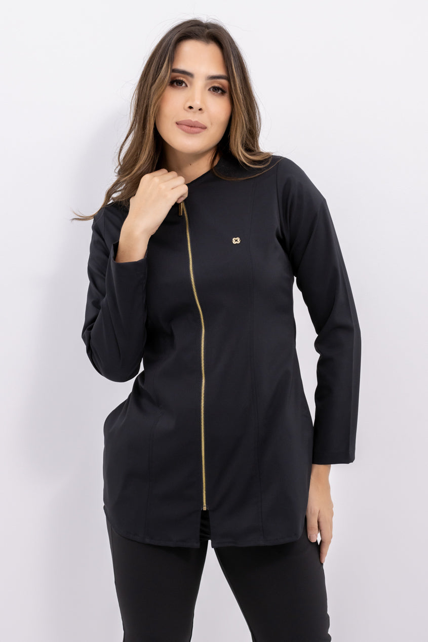 Bata Médica Uniforme antifluidos Solei negro para mujer