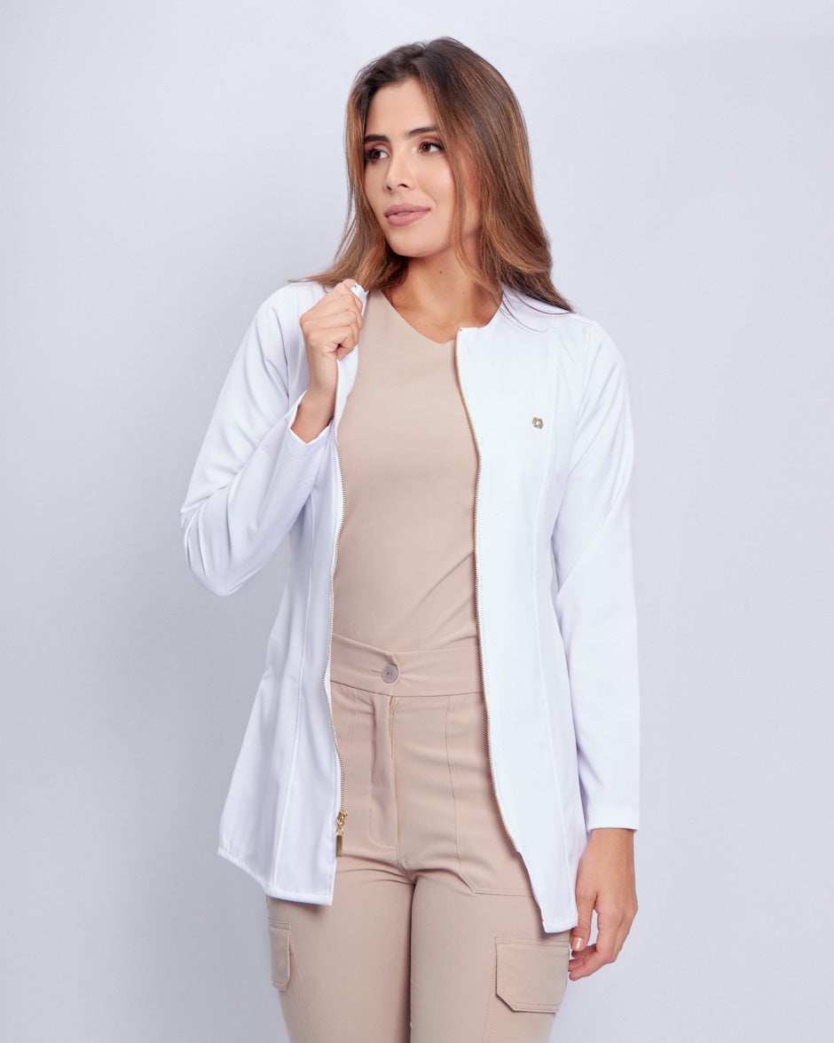 Bata Médica Uniforme Solei blanco manga larga