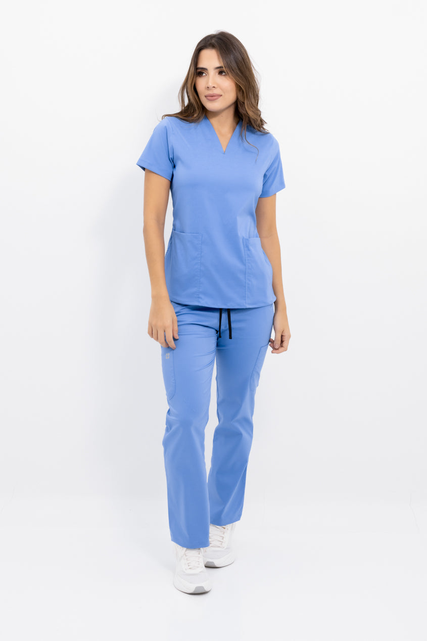 Blusa médica antifluidos agua azul provence para mujer