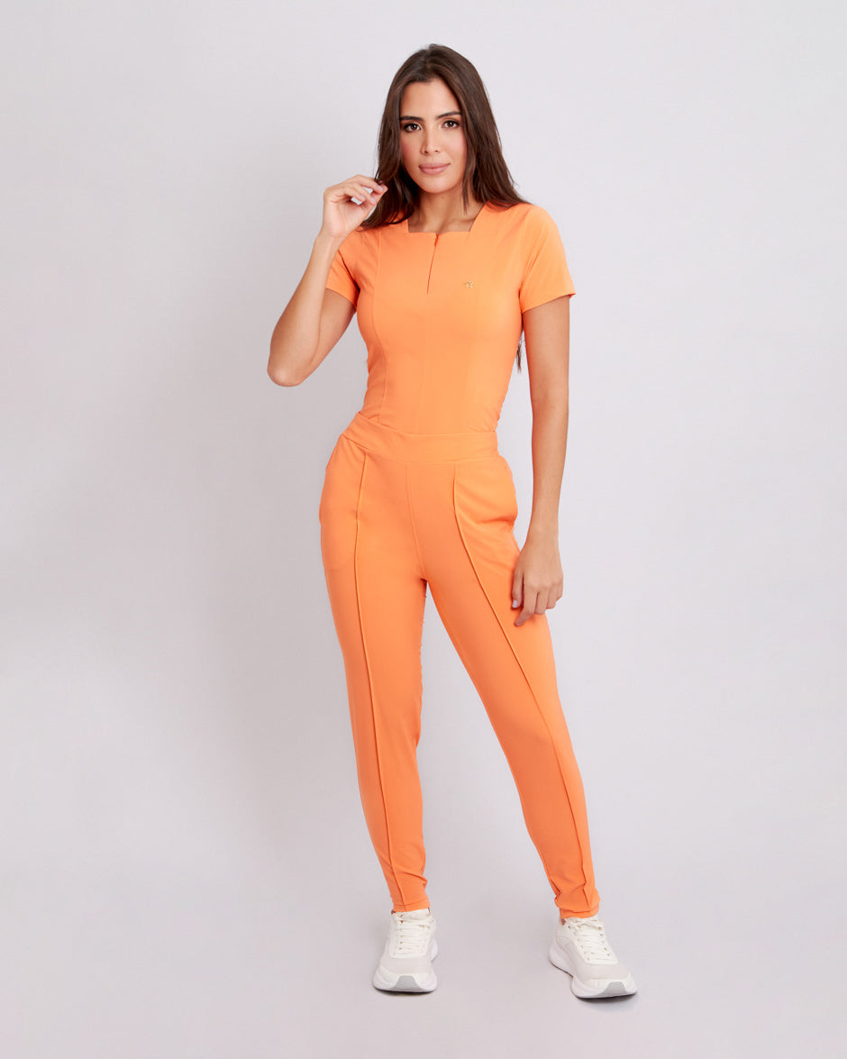 Blusa médica acuario nectarine cuatro bolsillos