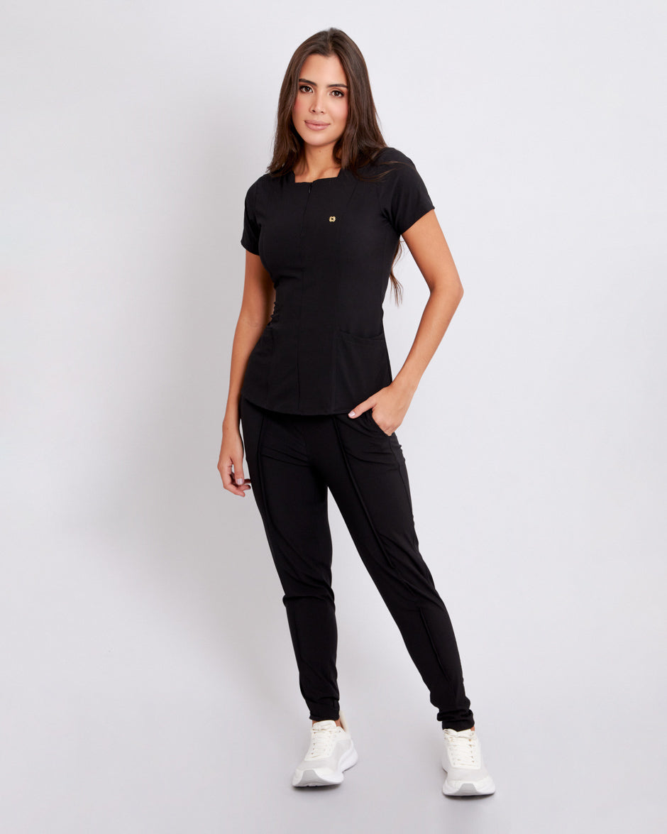 Blusa médica antifluido acuario negro protección UV