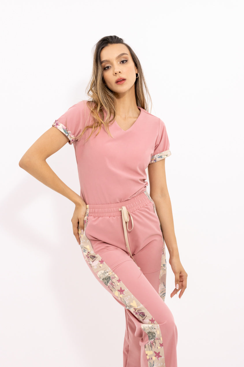 Blusa médica antifluidos bella old rose para mujer