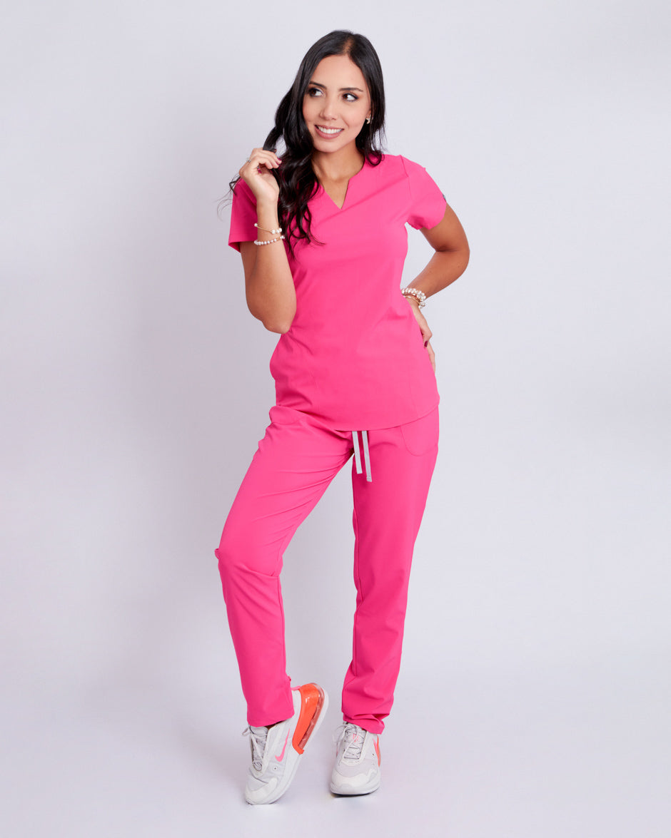 blusa medica antifluidos new moon fucsia cuello en v