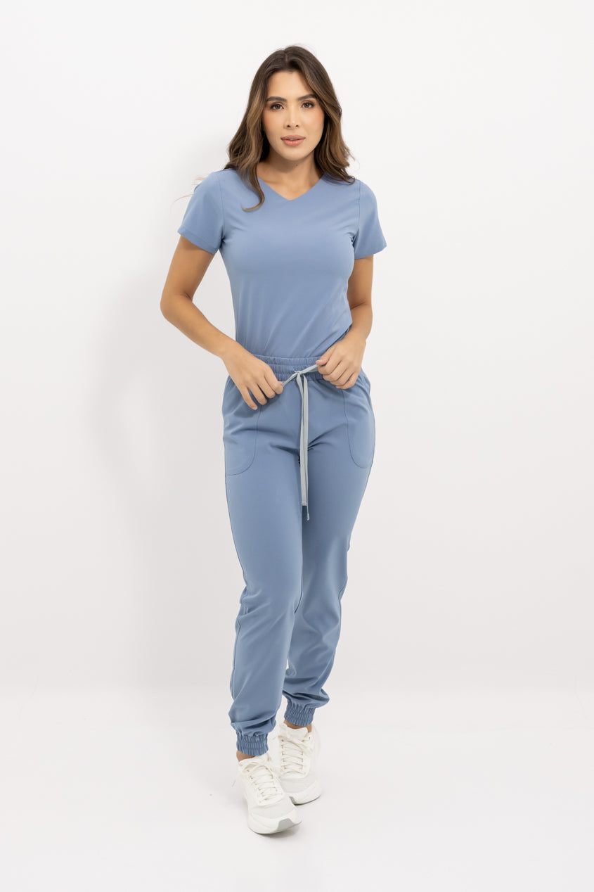 blusa medica scrub quirurjico new space azul estelar para mujer