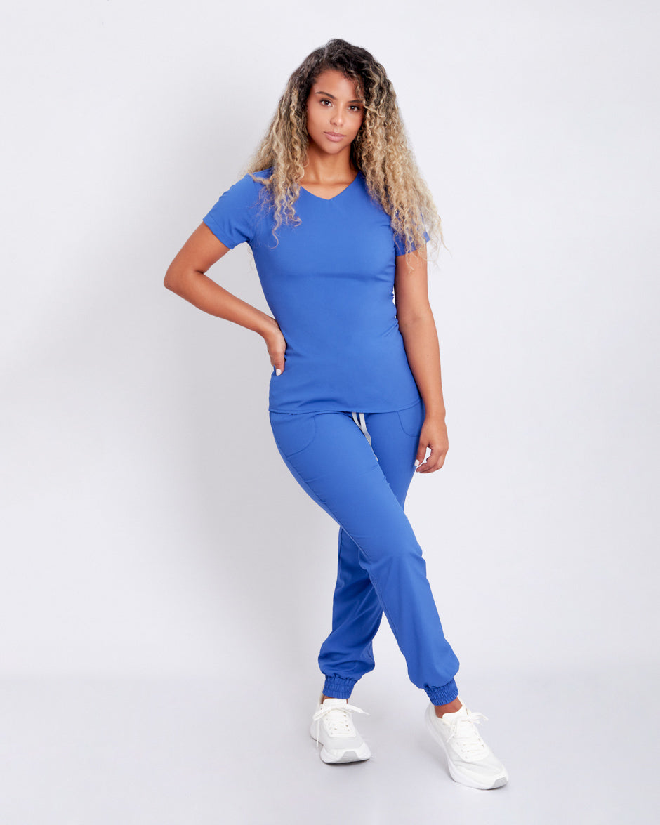 blusa medica scrub quirurjico new space azul rey para mujer