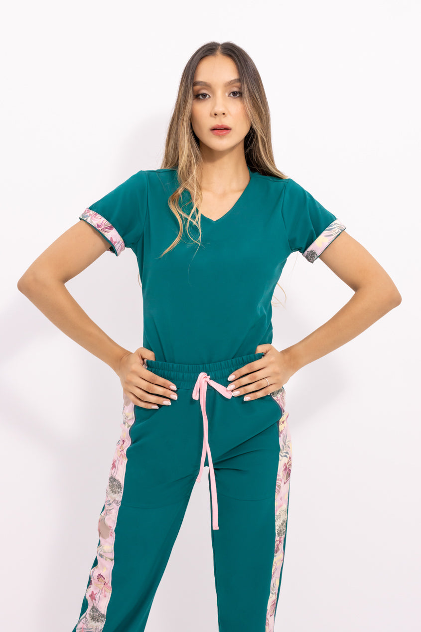 Blusa médica uniforme antifluidos bella storm green para mujer