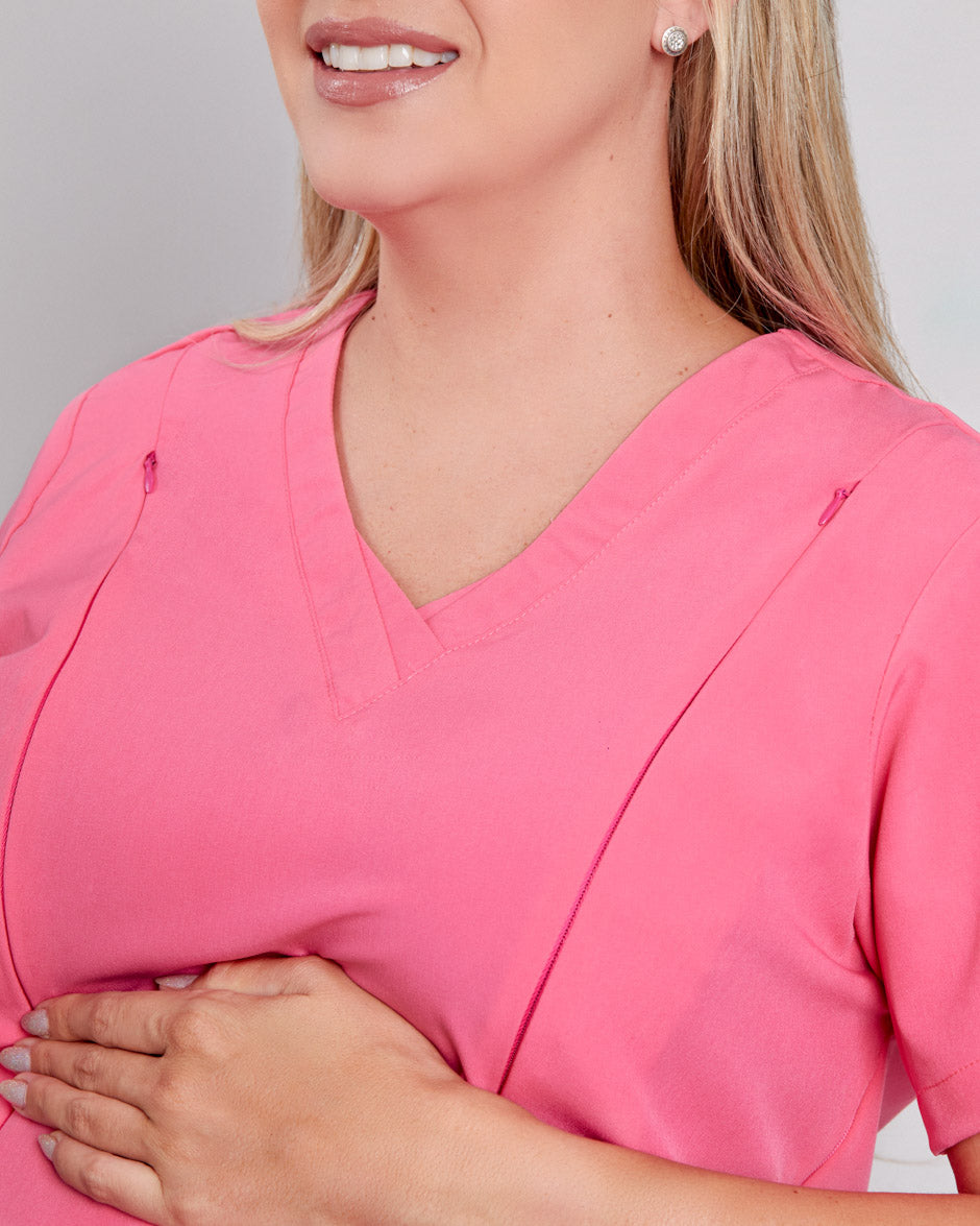 Blusa médica uniforme antifluidos elara rosa barbie