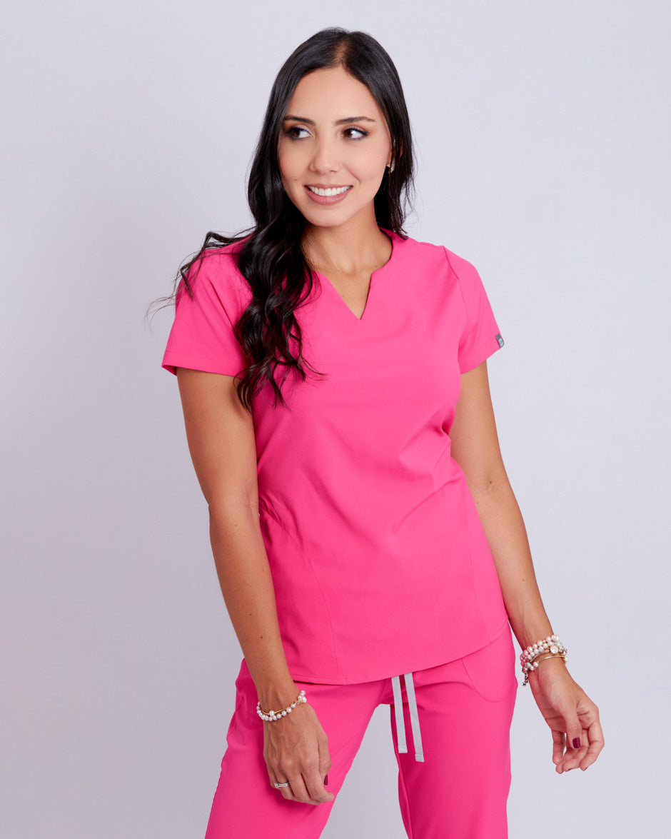 blusa medica uniforme antifluidos new moon fucsia para mujer