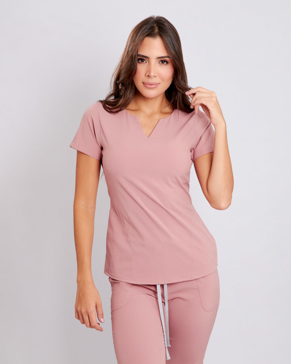 blusa medica uniforme antifluidos new moon palo de rosa para mujer