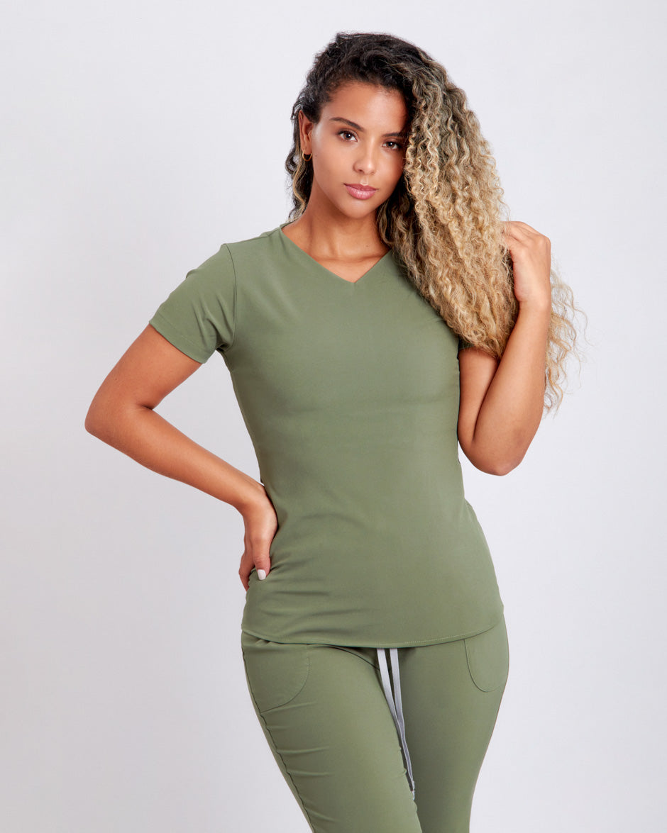 blusa medica uniforme antifluidos new space verde oliva para mujer