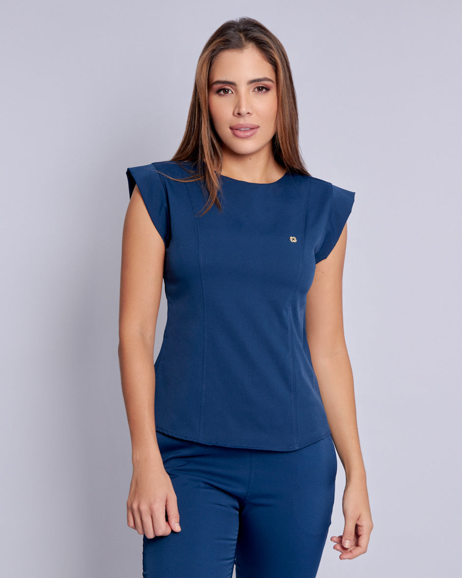 blusa medica uniforme antifluidos orbit azul navy para mujer