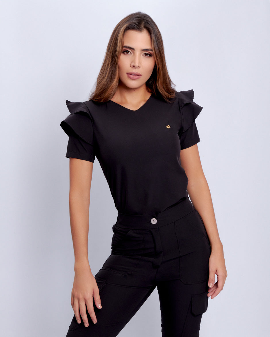 blusa medica uniforme antifluidos polux negro manga con bolero