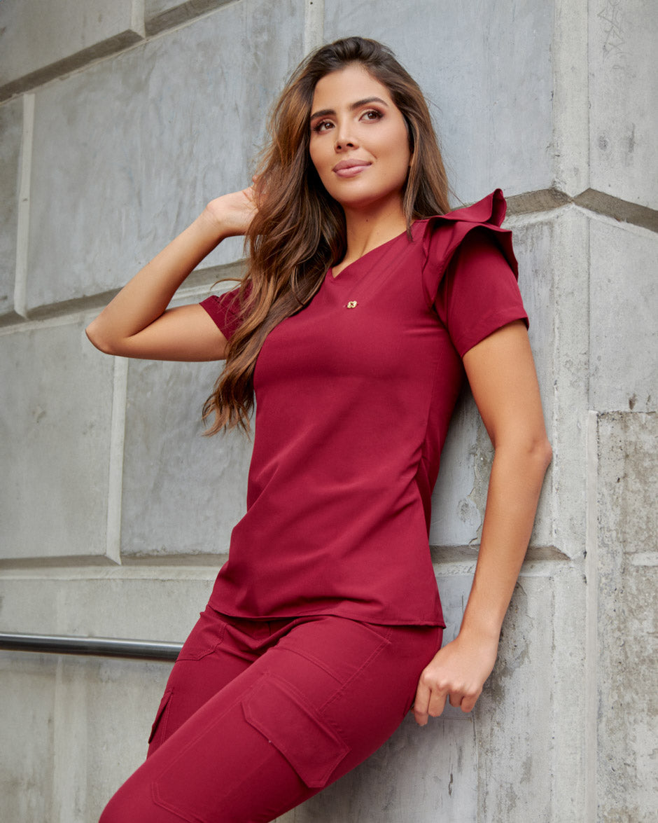 blusa medica uniforme antifluidos polux vinotinto comodo