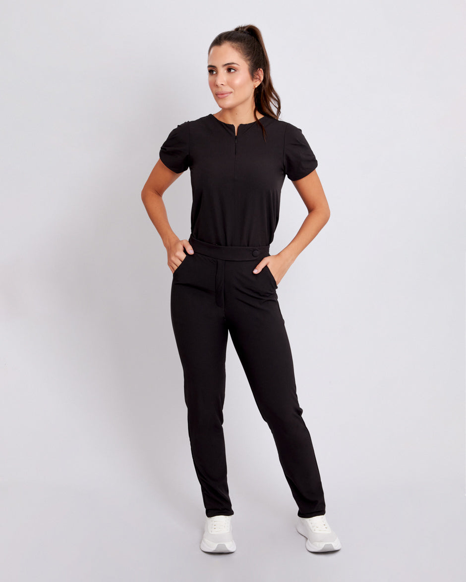 blusa medica uniforme vega negro para mujer