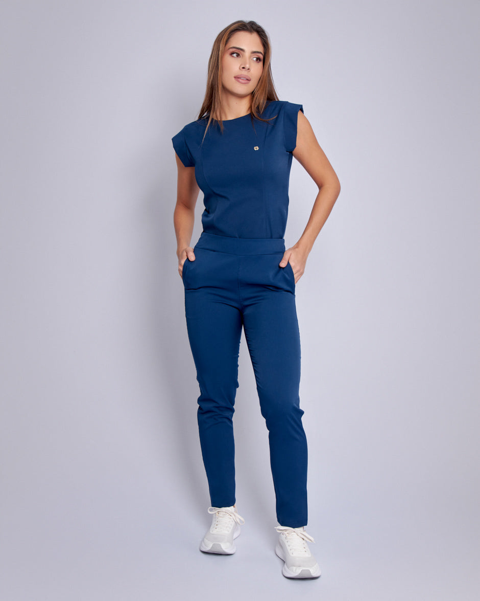 blusa scrub quirurjico orbit azul navy para mujer