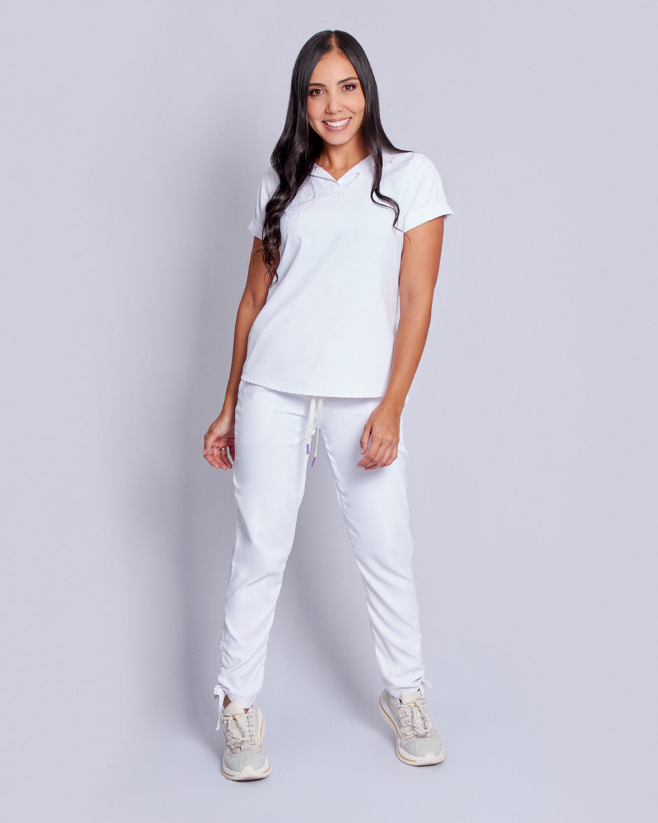 blusa scrub quirurjico tauro blanco para mujer