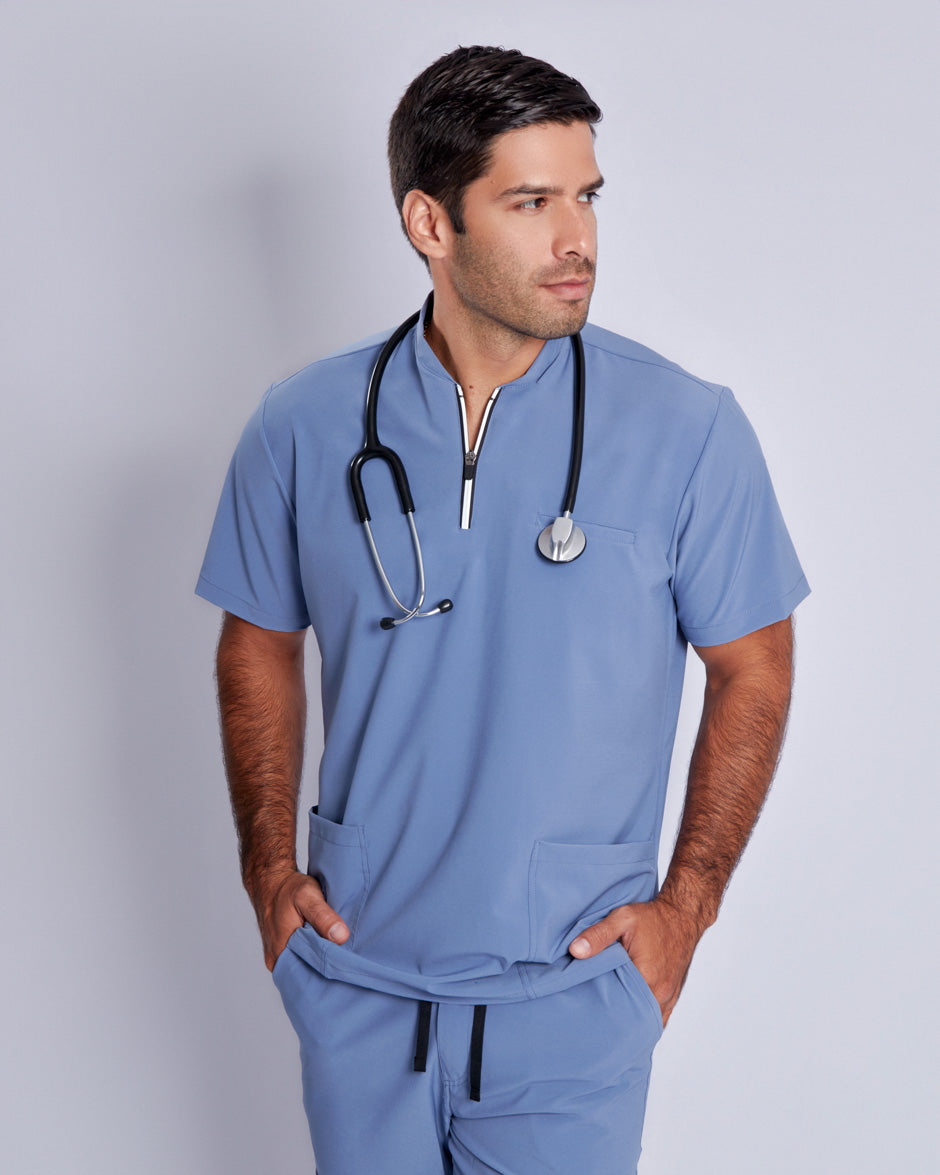 camisa medica uniforme antifluidos leo azul estelar para hombre