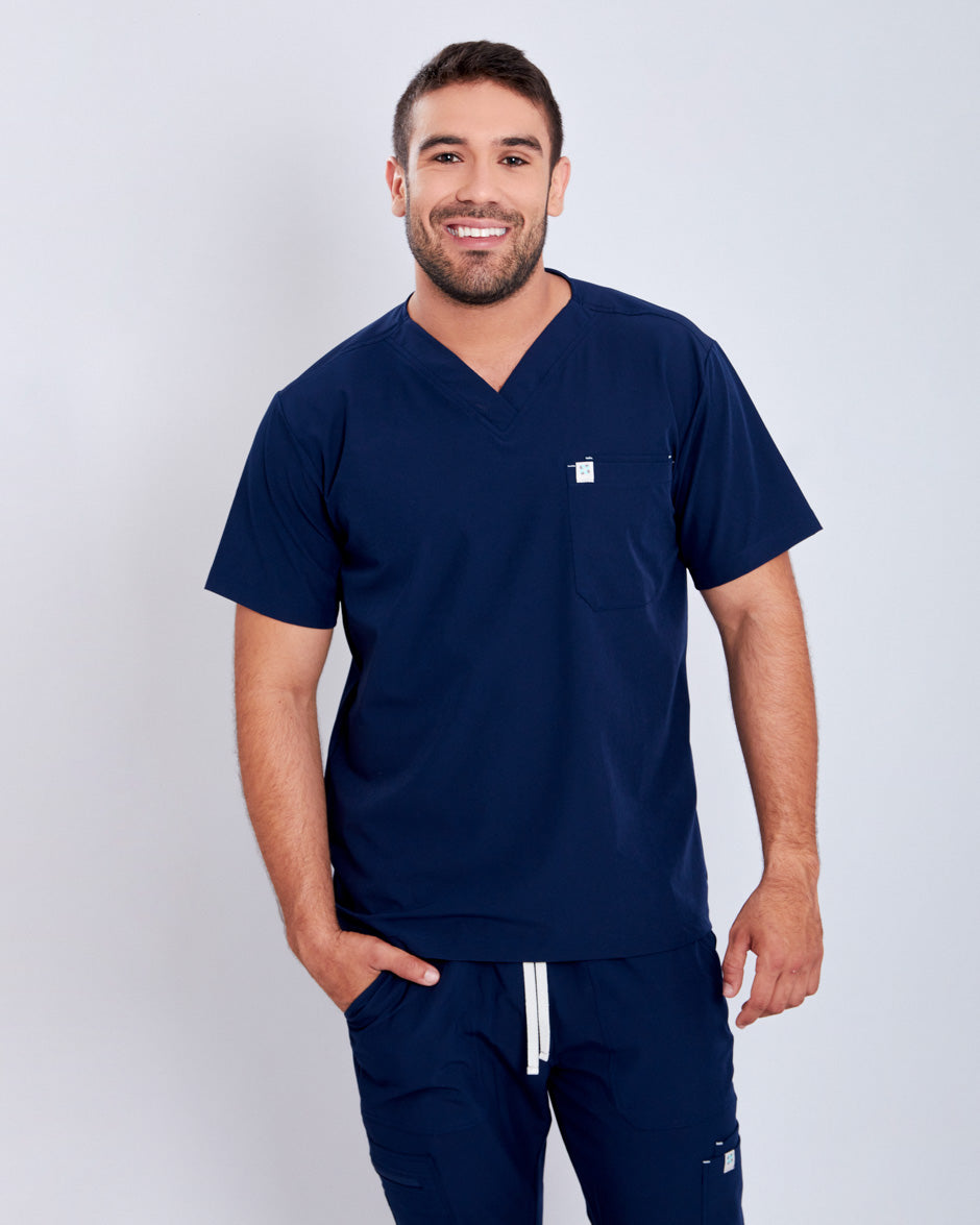 camisa medica uniforme antifluidos mars azul navy para hombre