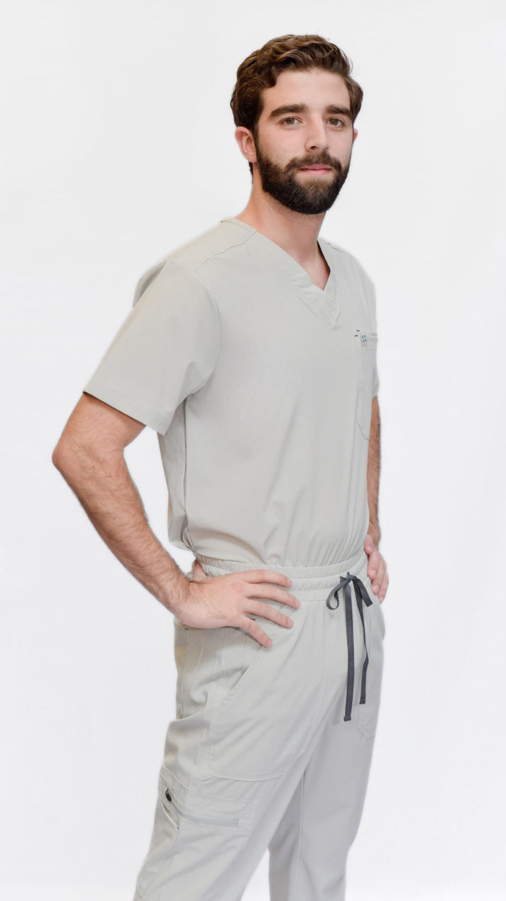 camisa medica uniforme antifluidos mars gris claro para hombre