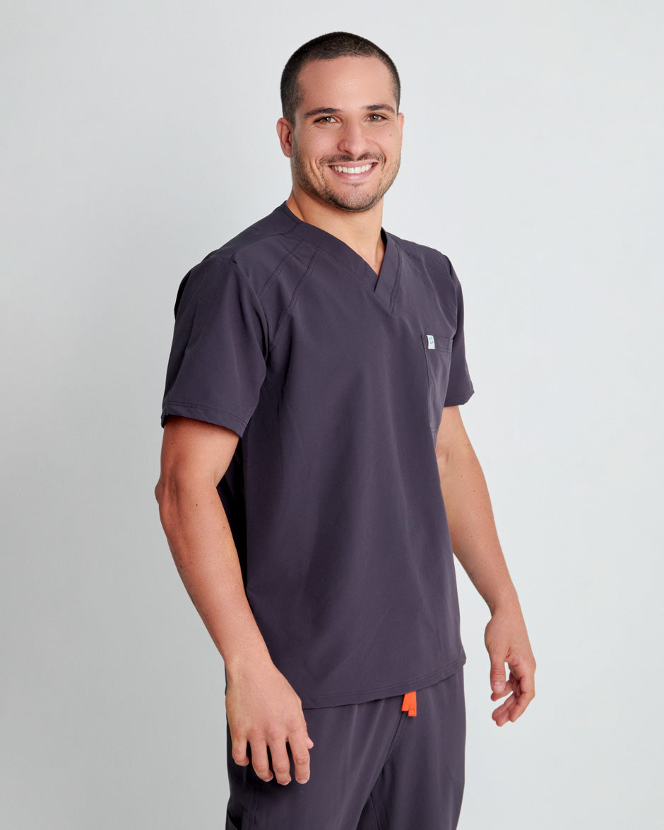 camisa medica uniforme antifluidos pluton gris oscuro para hombre