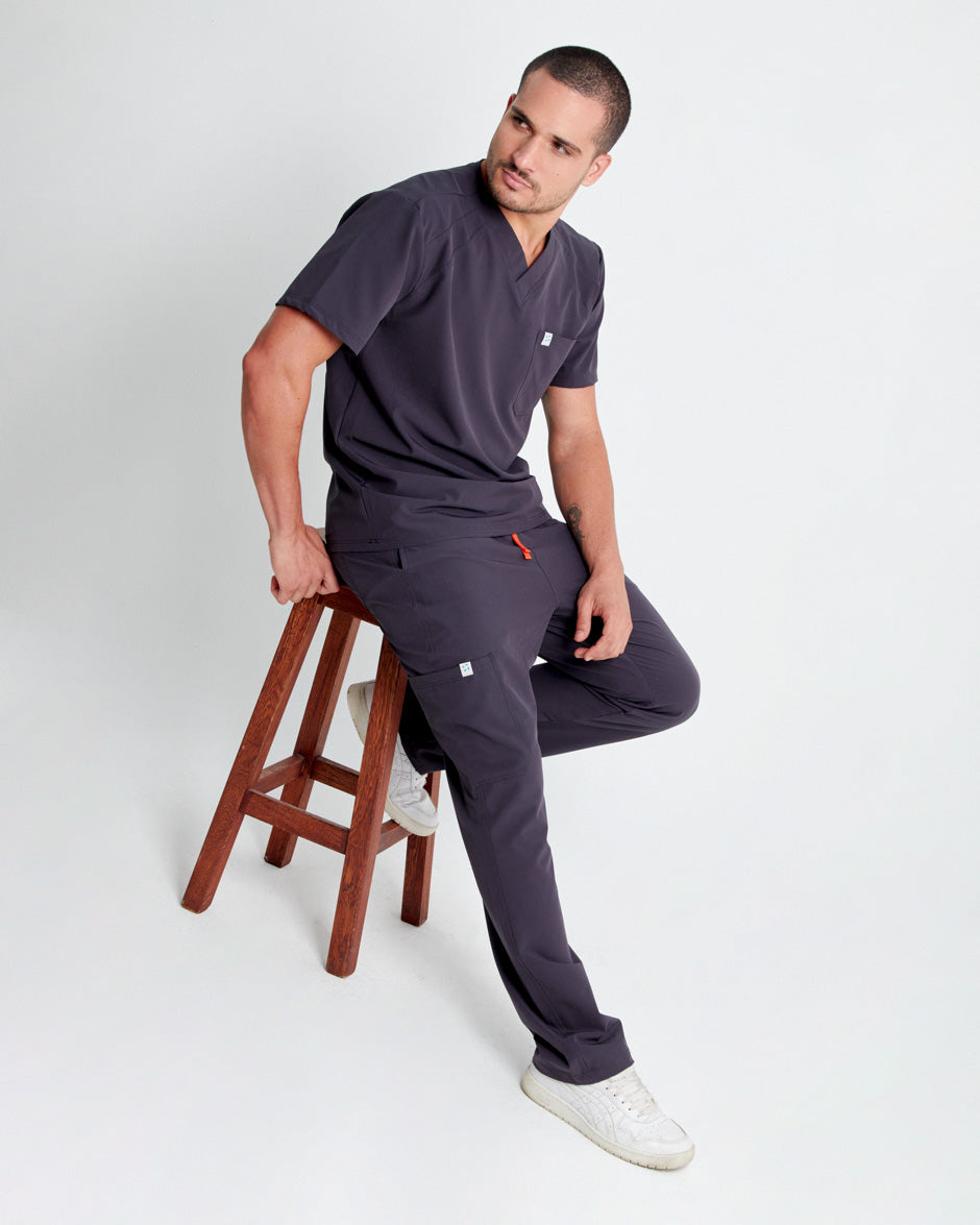 camisa scrub quirurjico pluton gris oscuro para hombre