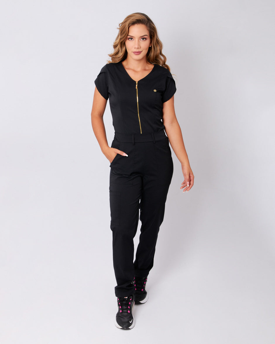 pantalon medico uniforme antifluidos orion negro para mujer