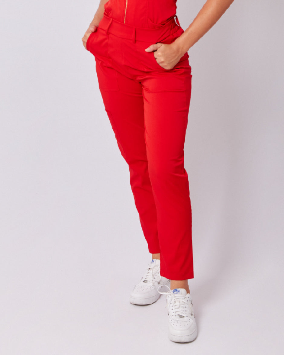 pantalon medico uniforme antifluidos orion rojo para mujer