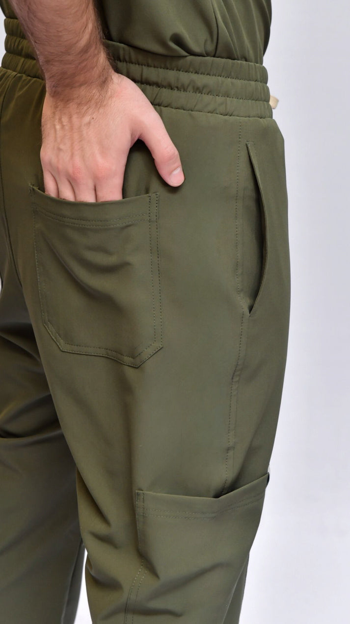 pantalon scrub quirurjico pluton verde militar para hombre