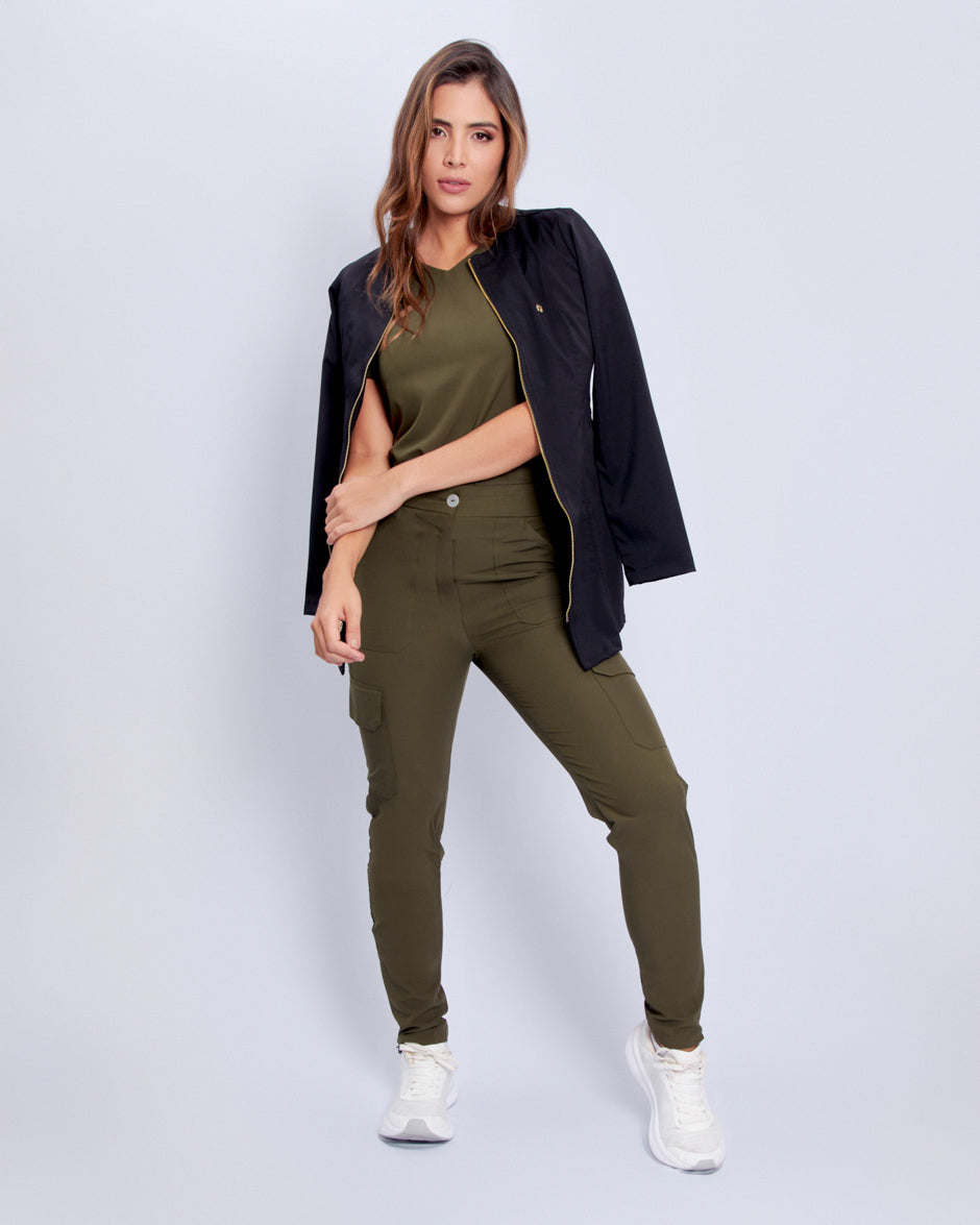 pantalon medico uniforme antifluidos polux verde militar