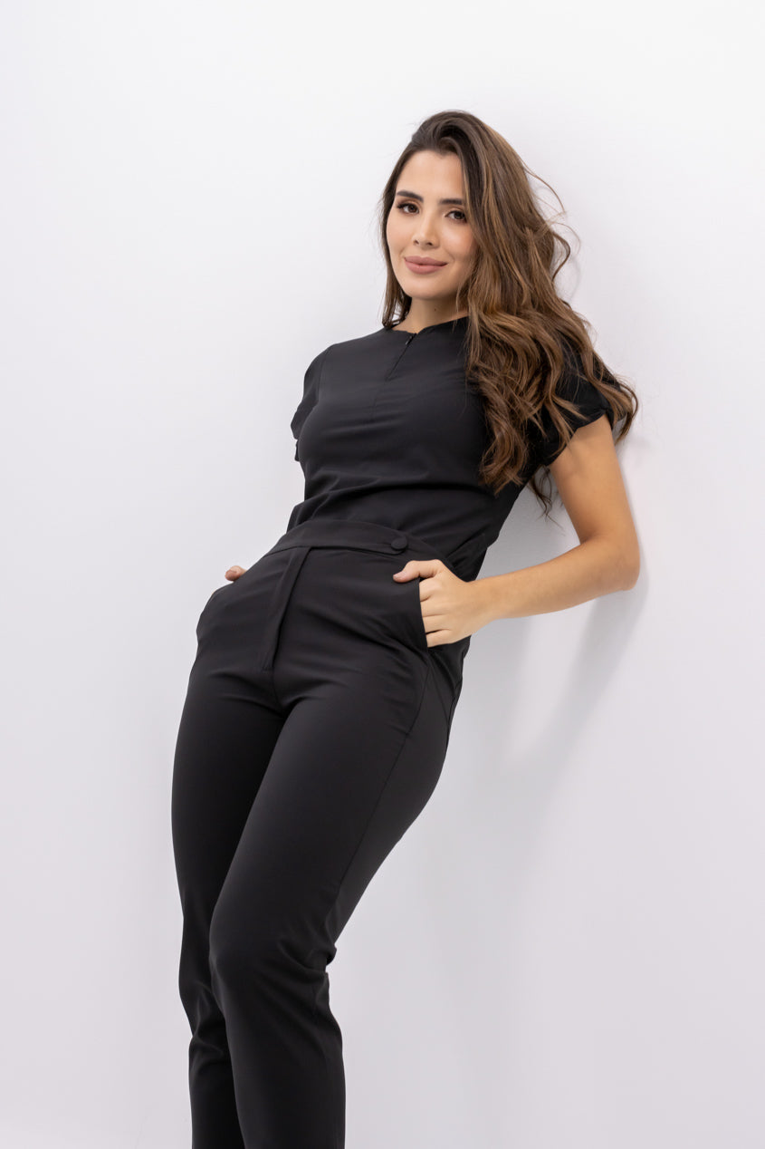 pantalon medico uniforme antifluidos sirius negro bolsillos