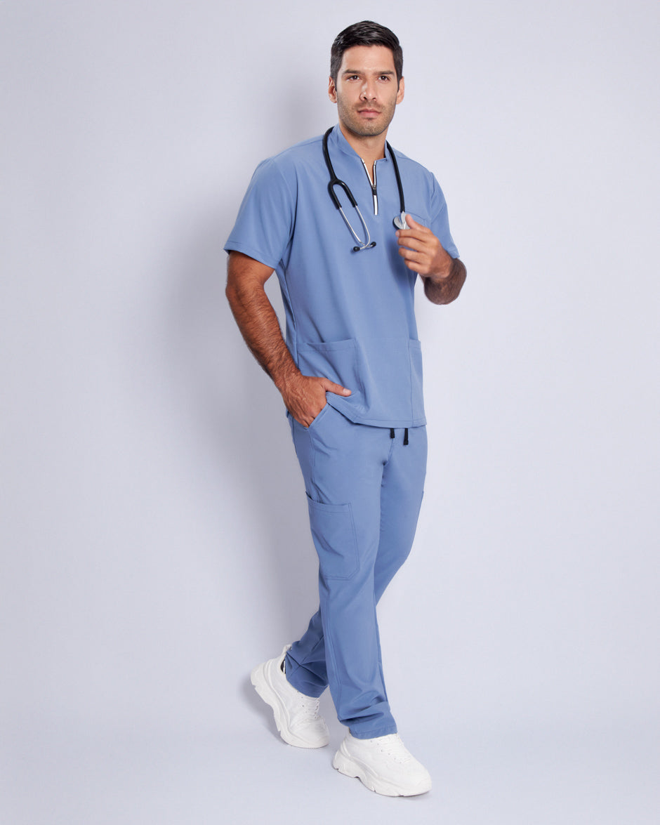 pantalon scrub medico leo azul estelar para hombre