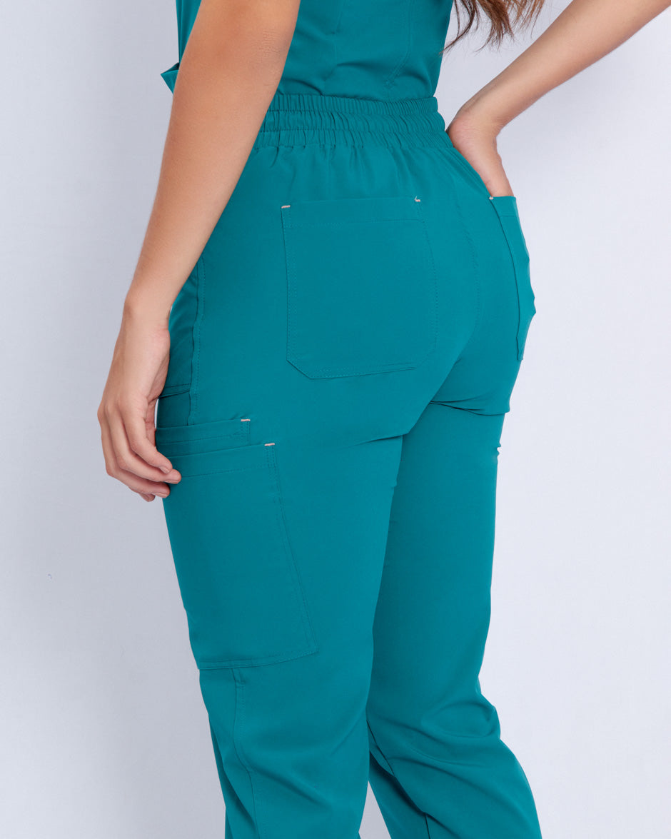 pantalon scrub quirurjico galaxy verde esmeralda para mujer